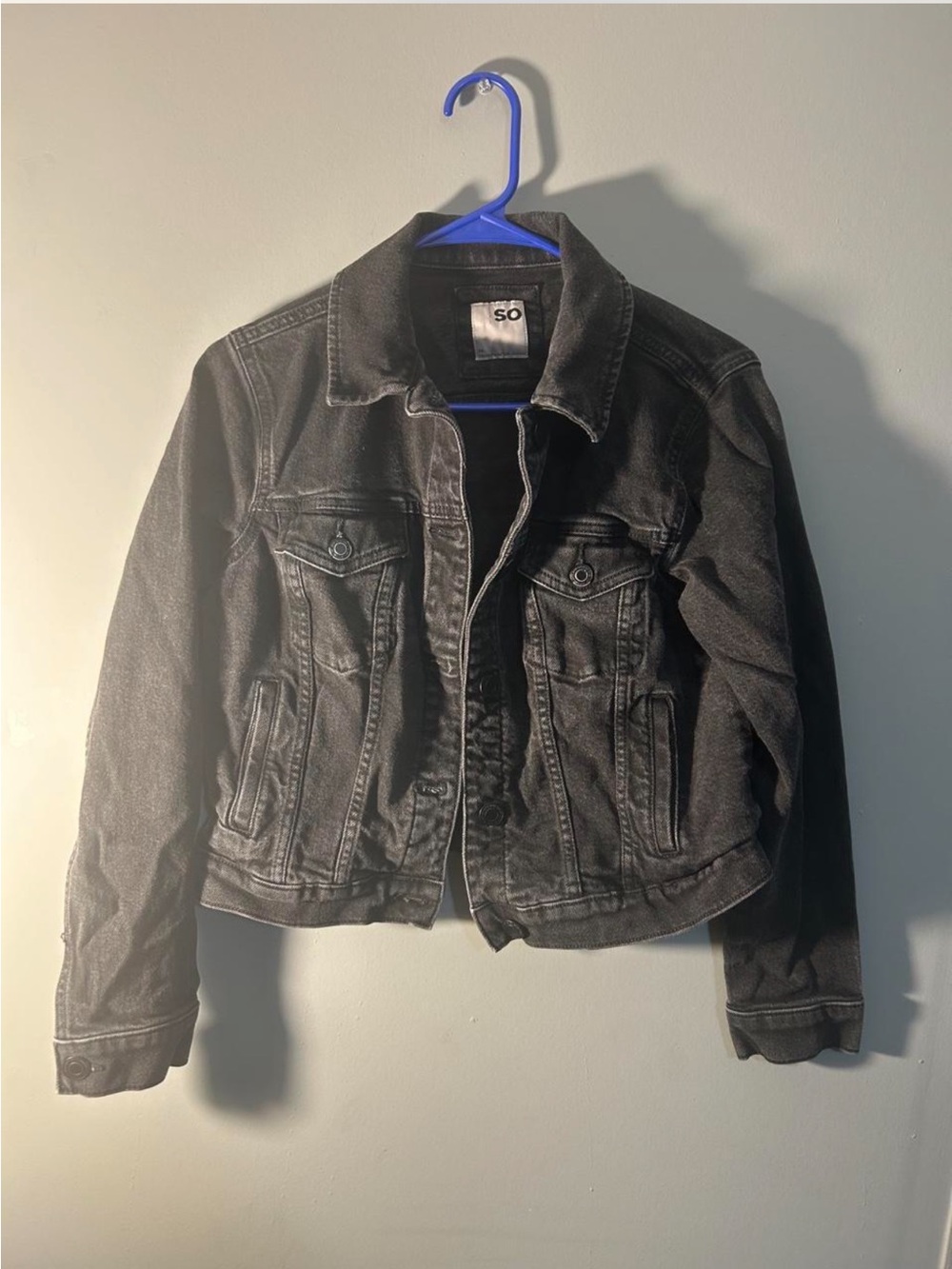 SO Charcoal Black Denim Jacket (I will iron before shipping out)